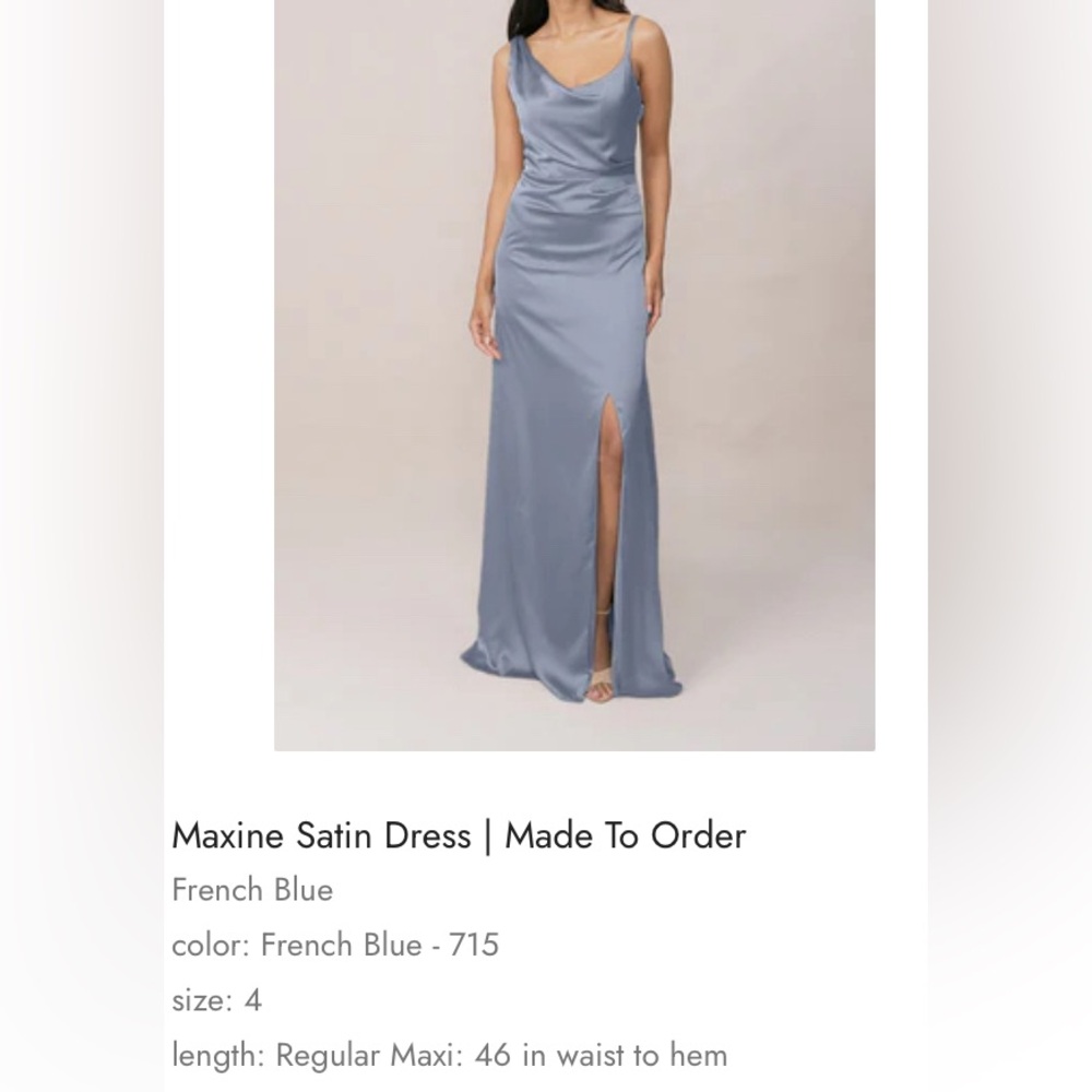 Maxine Satin Dress in Blue - Picture 3 of 4